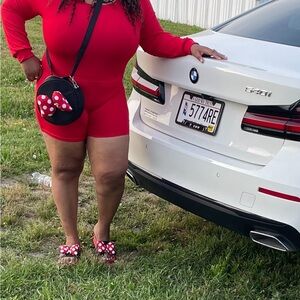 Red Polka Dot Outfit with Matching Accessories